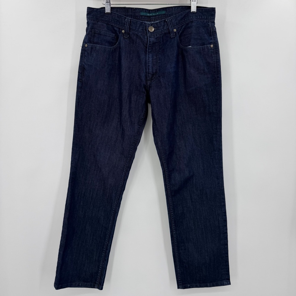 Perry Ellis Mens‎ Dark Wash Straight Leg Jeans Indigo Blue 33x30 Denim Pants